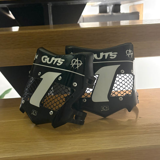 Custom vented motocutz plates with decals.