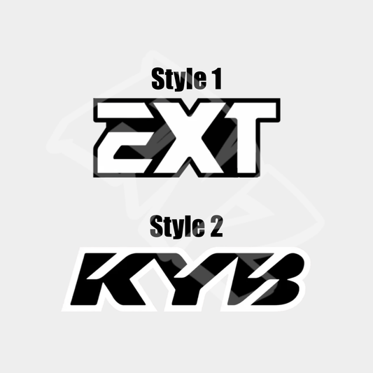 Two logo styles labeled 'Style 1' and 'Style 2' on a white background as stickers for eMoto tubes.